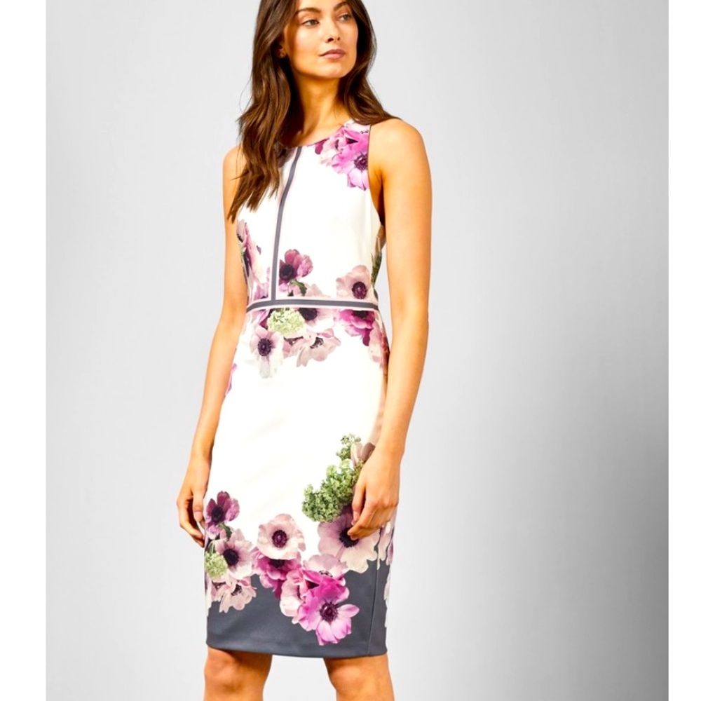 LIKE NEW TED BAKER NANINA FLORAL BODYCON DRESS SZ 10/12 US OR TED SZ 4